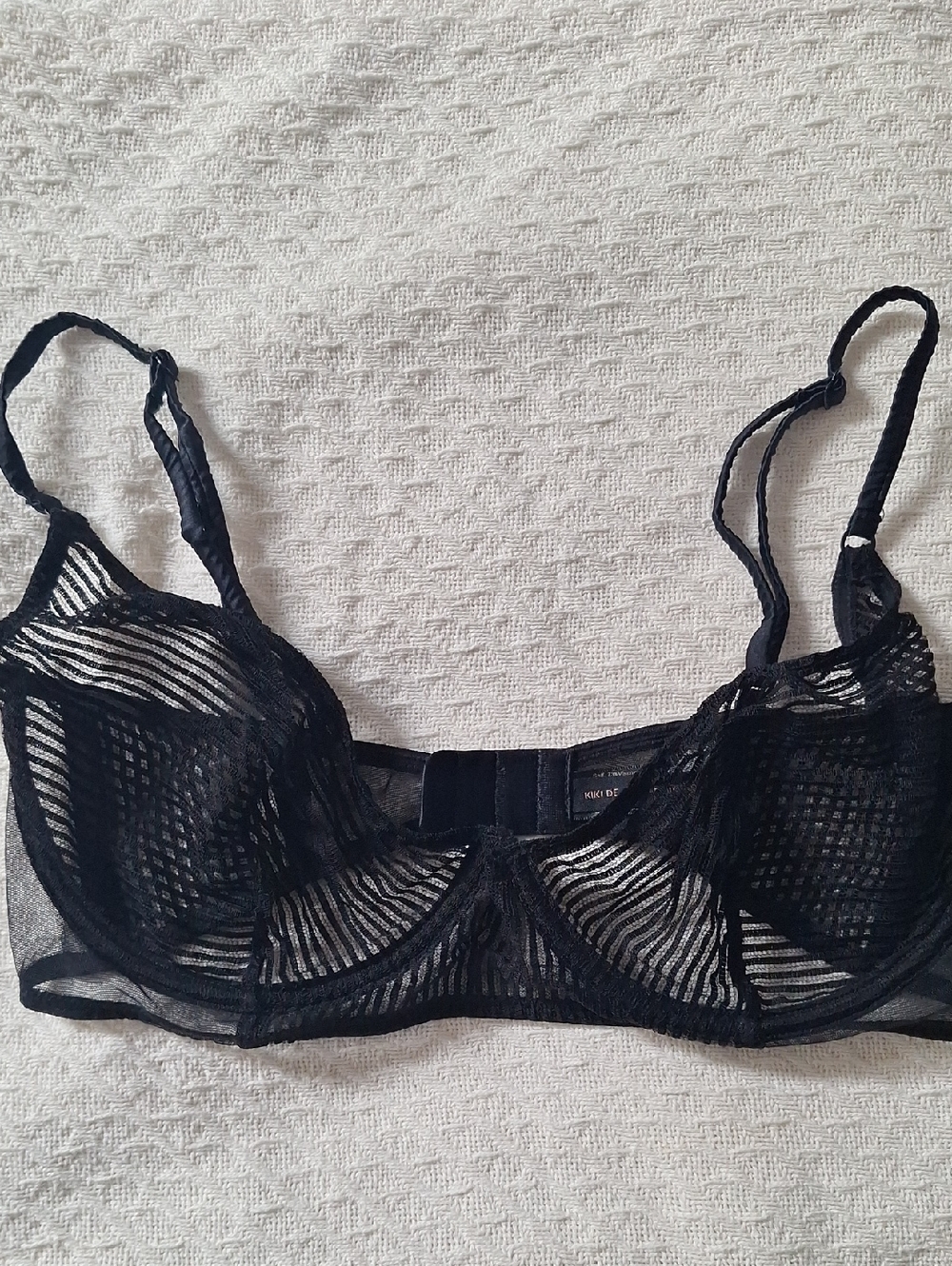 Kiki de Montparnasse Sheer Black Underwire Lace Bra with Mesh Panels